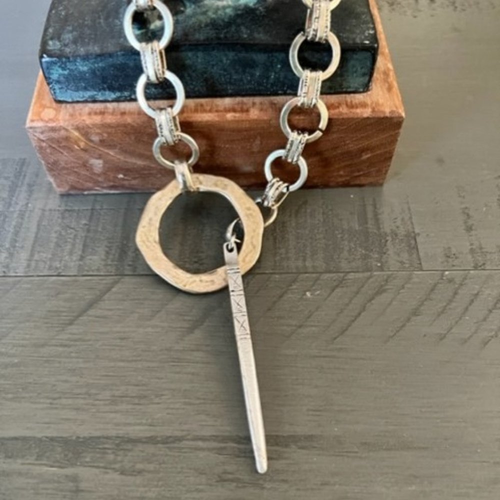 Chunky Loop-Through Silver Chain Necklace 26" Nwot - image 4